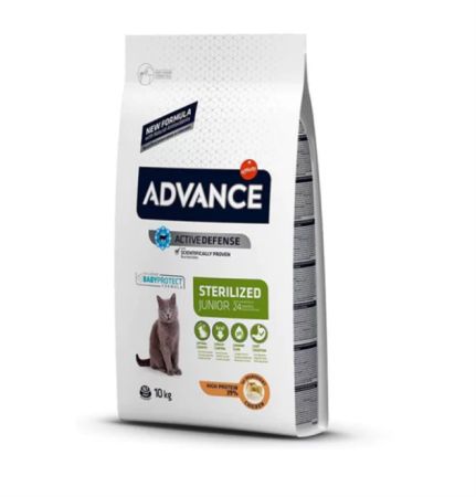Advance Junior Tavuklu Kısırlaştırılmış Yavru Kedi Maması 10 Kg + Saovet Multivitamin Pasta 100gr + Biotin Pasta 100gr HEDİYE
