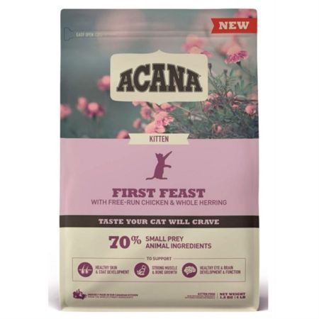 Acana First Feast Tavuklu ve Balıklı Yavru Kedi Maması 1,8 Kg + Saovet Özel Pasta 100gr HEDİYE