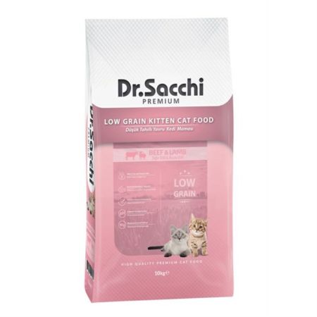 Dr.Sacchi Premium Sığır Etli ve Kuzulu Düşük Tahıllı Yavru Kedi Maması 10 Kg + Saovet Özel Pasta 100gr + Multivitamin Pasta 100gr HEDİYE