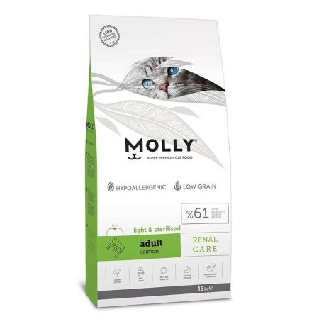 Molly Renal Care HypoAllergenic Somonlu Düşük Tahıllı Kısırlaştırılmış Kedi Maması 15 Kg + Saovet Multivitamin Pasta 100gr + Biotin Pasta 100gr HEDİYE