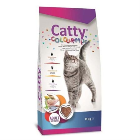 Catty Colormix Renkli Taneli Yetişkin Kedi Maması 15 Kg + Saovet Malt Pasta 100gr + Biotin Pasta 100gr HEDİYE