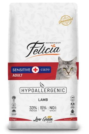 Felicia Düşük Tahıllı Kuzu Etli Yetişkin Kedi Maması 12 Kg + Saovet Malt Pasta 100gr + Biotin Pasta 100gr HEDİYE