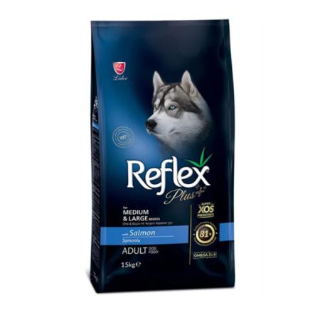 Reflex Plus Orta ve Büyük Irk Somonlu Yetişkin Köpek Maması 15 Kg + Saovet Glukozamin Tablet 75gr + Somon Yağı 250ml HEDİYE