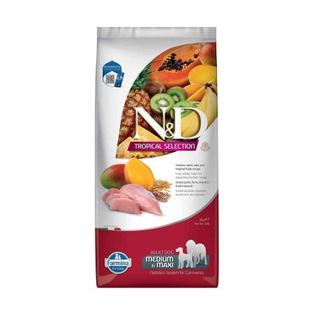 N&D Tropical Selection Düşük Tahıllı Tavuklu Tropikal Meyveli Orta ve Büyük Irk Yetişkin Köpek Maması 10kg