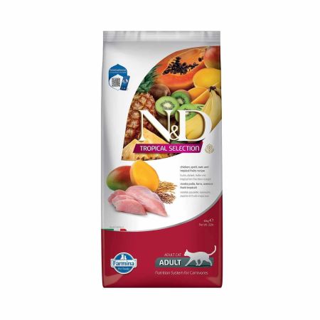 N&D Tropical Selection Tavuklu ve Tropikal Meyveli Yetişkin Kedi Maması 10kg + Saovet Malt Pasta 100gr + Biotin Pasta 100gr HEDİYE