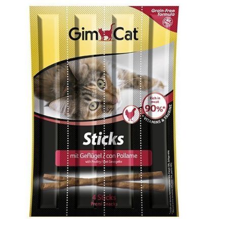 GimCat Sticks Kümes Hayvanı Etli Tahılsız Ödül Çubukları 4lü 20 Gr