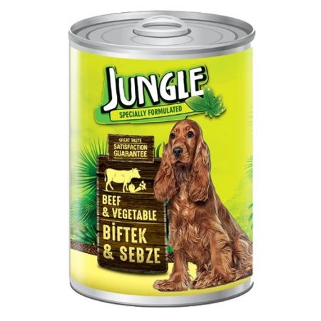 Jungle Biftek ve Sebzeli Yetişkin Köpek Konservesi 415 Gr