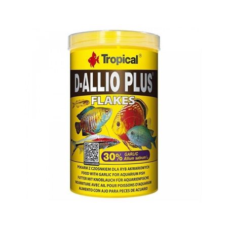 Tropical D-Allio Plus Flake Discus Balıklar için Sarımsaklı Pul Balık Yemi 1000 Ml 200 Gr