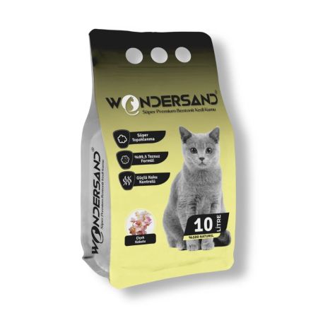 WonderSand Çiçek Kokulu İnce Taneli Topaklanan Beyaz Bentonit Kedi Kumu 10 lt