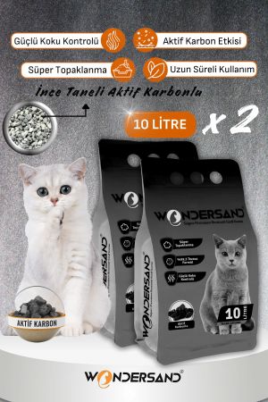 WonderSand Aktif Karbonlu Süper Premium Bentonit Kedi Kumu 2 x 10 lt