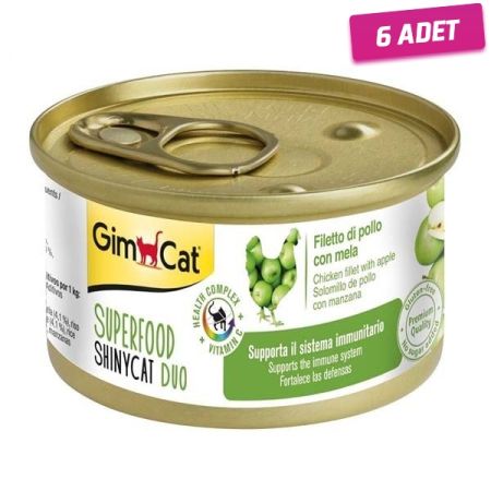 Gimcat Shinycat Fileto Tavuklu ve Elmalı Yetişkin Kedi Konservesi 70 Gr - 6 Adet