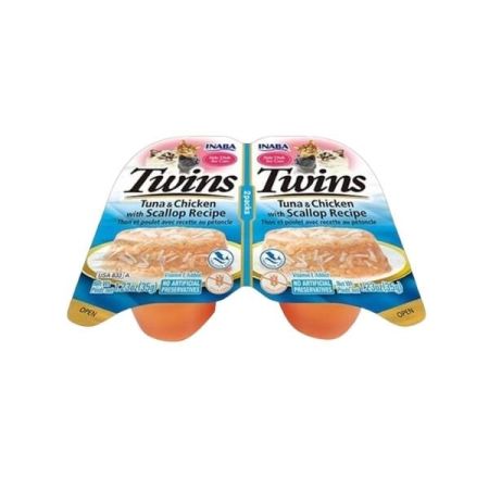 Inaba Twins Jöle İçinde Ton Balıklı Deniz Taraklı ve Tavuklu Yetişkin Konserve Kedi Maması 35 Gr 2 Adet