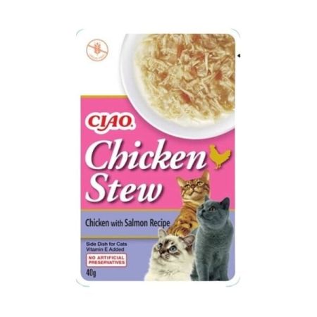 Inaba Ciao Chicken Stew Tavuk Güveçli ve Somonlu Pate Yetişkin Konserve Kedi Maması 40 Gr