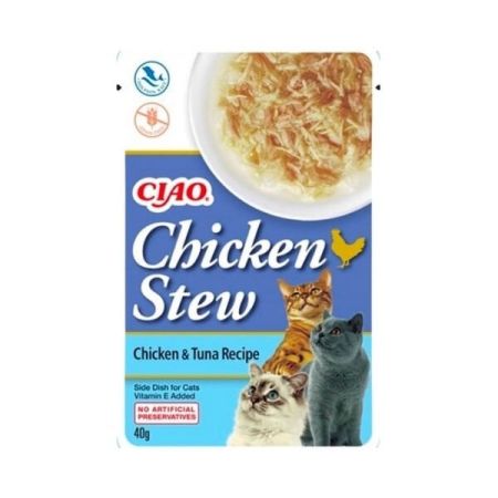 Inaba Ciao Chicken Stew Tavuk Güveçli ve Ton Balıklı Pate Yetişkin Konserve Kedi Maması 40 Gr