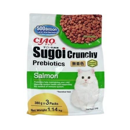 Inaba Ciao Sugoi Crunchy Somonlu Prebiyotik Kedi Maması 380 Gr 3 Adet