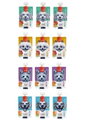 Wanpy 4 Çeşit Karma Ezme Köpek Ödül Maması 12 x 90 gr