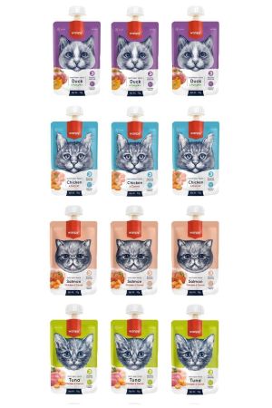 Wanpy 4 Çeşit Karma Ezme Kedi Ödül Maması 12 x 90 gr