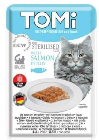 Tomi Pouch Tahılsız Somonlu Kısırlaştırılmış Yetişkin Kedi Konservesi 85 gr