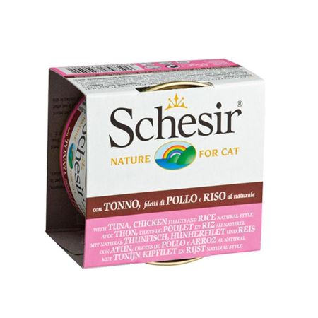 Schesir Ton Balıklı Tavuklu Ve Pirinçli Yetişkin Kedi Konservesi 85 g