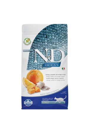 N&D Ocean Balkabaklı Morina Balıklı ve Portakallı Yetişkin Kedi Maması 1.5 Kg