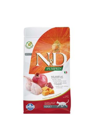 N&D Pumpkin Tahılsız Bıldırcın Etli Balkabaklı ve Narlı Yetişkin Kedi Maması 1.5 Kg