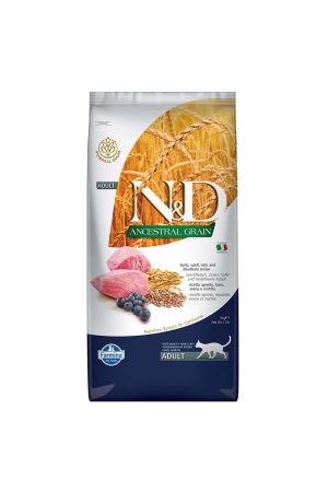 N&D Düşük Tahıllı Kuzu Etli Yaban Mersinli Yetişkin Kedi Maması 5 Kg