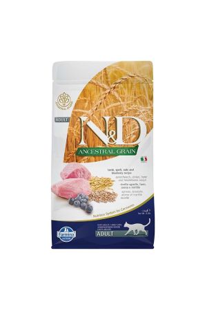 N&D Düşük Tahıllı Kuzu Etli Yaban Mersinli Yetişkin Kedi Maması 1.5 Kg