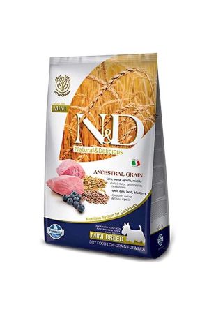 N&D Düşük Tahıllı Kuzu Etli Yaban Mersinli Küçük Irk Yetişkin Köpek Maması 7 Kg