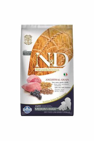 N&D Düşük Tahıllı Kuzu Etli Yaban Mersinli Orta ve Büyük Irk Yavru Köpek Maması 12 Kg