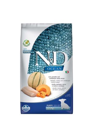 N&D Ocean Tahılsız Morina Balıklı Balkabaklı ve Kavunlu Mini Irk Yavru Köpek Maması 2.5 Kg