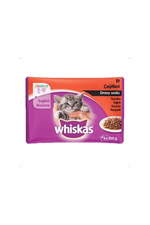 Whiskas Sığırlı ve Tavuklu Gravy Soslu Yavru Kedi Konserve Maması 85 Gr (4lü) 4x85 Gr