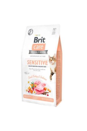 Brit Care Hipoalerjenik Hindili ve Somonlu Sensitive Sindirim Sistemi Tahılsız Yetişkin Kedi Maması 7 Kg