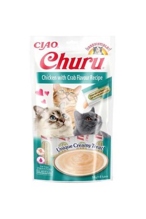 Ciao Churu Cream Tavuklu ve Yengeçli Kedi Ödül Kreması 4x14 Gr