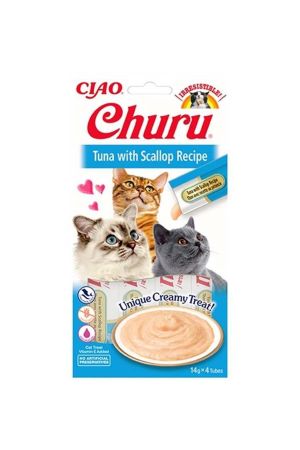Ciao Churu Cream Ton Balıklı Ve Deniz Taraklı Kedi Ödül Kreması 4x14 Gr