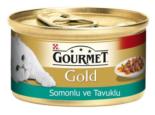Gourmet Gold Somon ve Tavuklu Yetişkin Konserve Kedi Maması 85 Gr