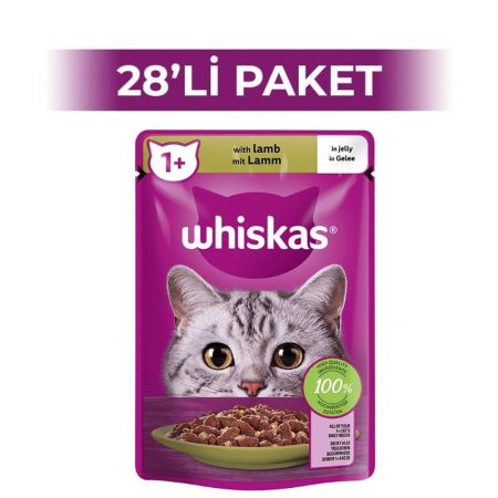 Whiskas Pouch Jöle İçinde Kuzulu Yetişkin Kedi Konservesi 85 gr 28 Adet