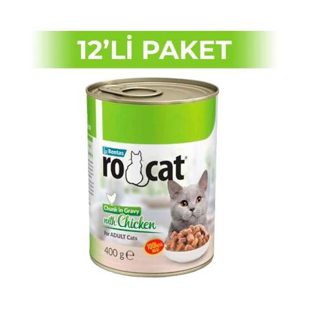 RoCat Tavuklu Yetişkin Kedi Konservesi 400 gr 12 Adet