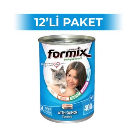 Formix Parça Etli Somonlu Yetişkin Kedi Konservesi 400 gr 12 Adet