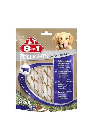 8in1 Delights Twisted Biftekli Köpek Ödül Çubuğu 35 li