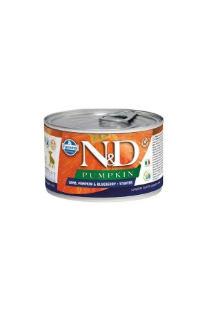 N&D Balkabaklı Kuzulu ve Yaban Mersinli Mini Irk Starter Köpek Konserve Maması 140 Gr