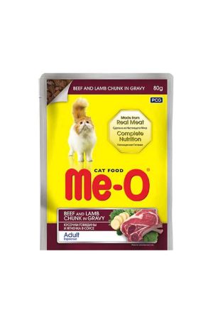 Me-O Pouch Dana ve Kuzu Etli Yetişkin Kedi Konserve Maması 80 Gr