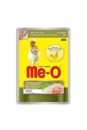 Me-O Pouch Tavuklu ve Pirinçli Yetişkin Kedi Konserve Maması 80 Gr