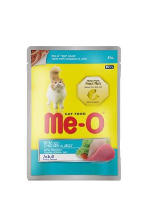 Me-O Pouch Tavuklu Pirinçli ve Ton Balıklı Yetişkin Kedi Konserve Maması 80 Gr