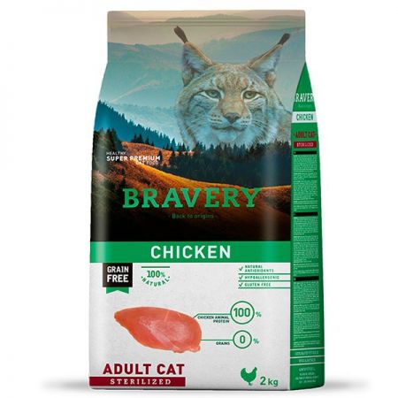 Bravery Tavuklu Tahılsız Kısılaştırılmış Kedi Maması 7 Kg