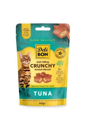 Delibon Chrunchy Ton Balıklı İçi Dolgulu Kedi Ödül Bisküvisi 60 Gr