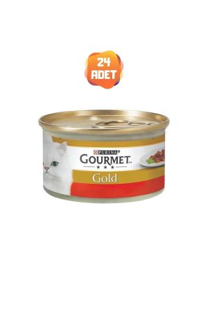 Gourmet Gold Parça Etli ve Soslu Sığır Etli Kedi Konserve Maması 85 Gr x 24 Adet