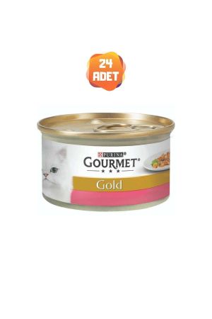 Gourmet Gold Parça Etli ve Soslu Alabalık ve Sebzeli Kedi Konserve Maması 85 Gr x 24 Adet