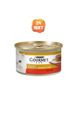 Gourmet Gold Savoury Cake Sığır Etli Kedi Konserve Maması 85 Gr x 24 Adet