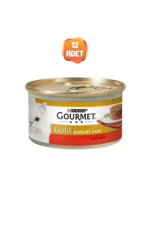 Gourmet Gold Savoury Cake Sığır Etli Kedi Konserve Maması 85 Gr x 12 Adet