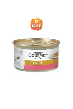 Gourmet Gold Parça Etli ve Soslu Alabalık ve Sebzeli Kedi Konserve Maması 85 Gr x 12 Adet